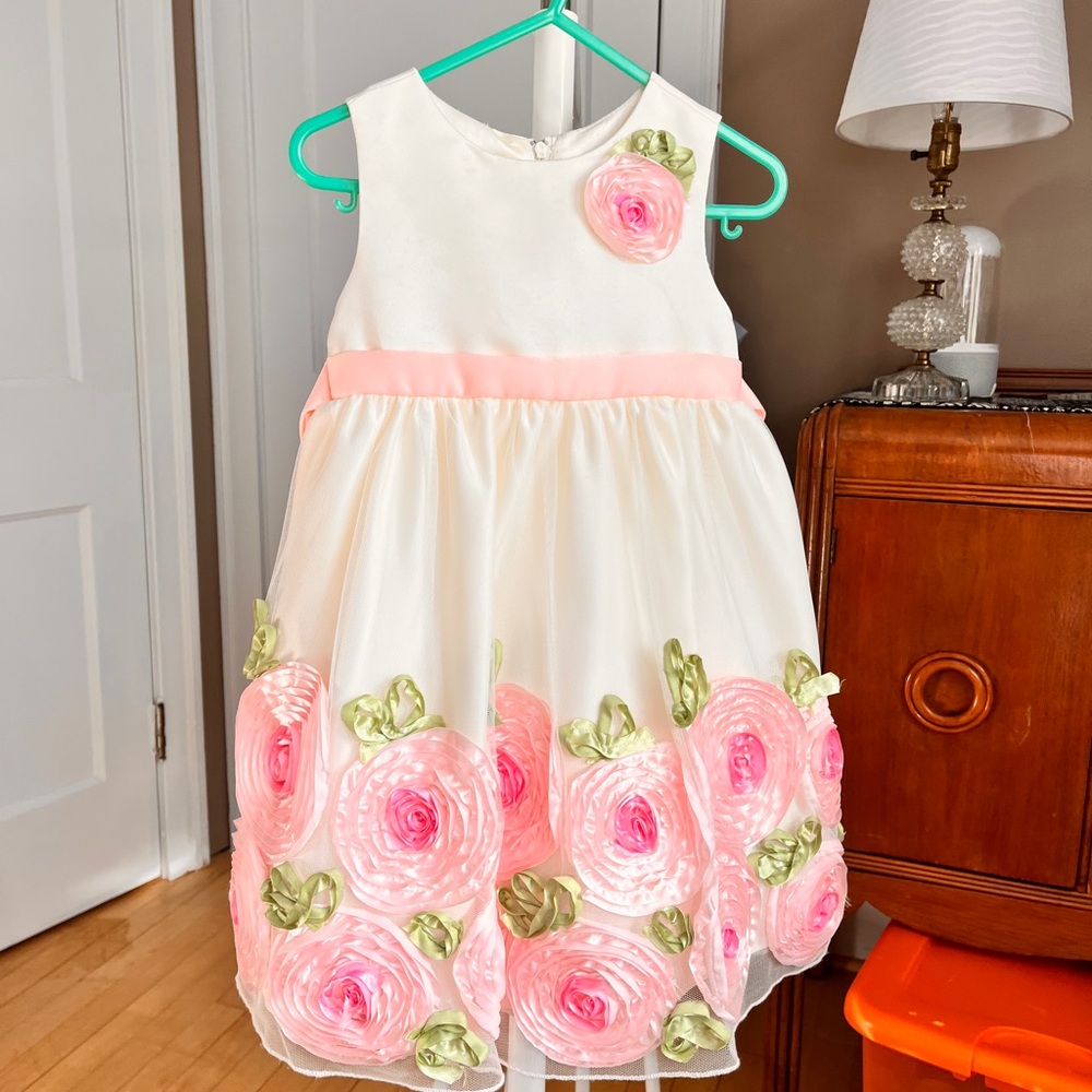 American Princess White and Pink Sleeveless Sundress for Wedding